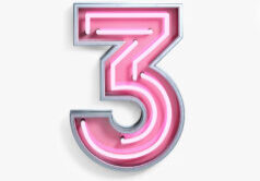 Image showing the numeric three with neon lights around